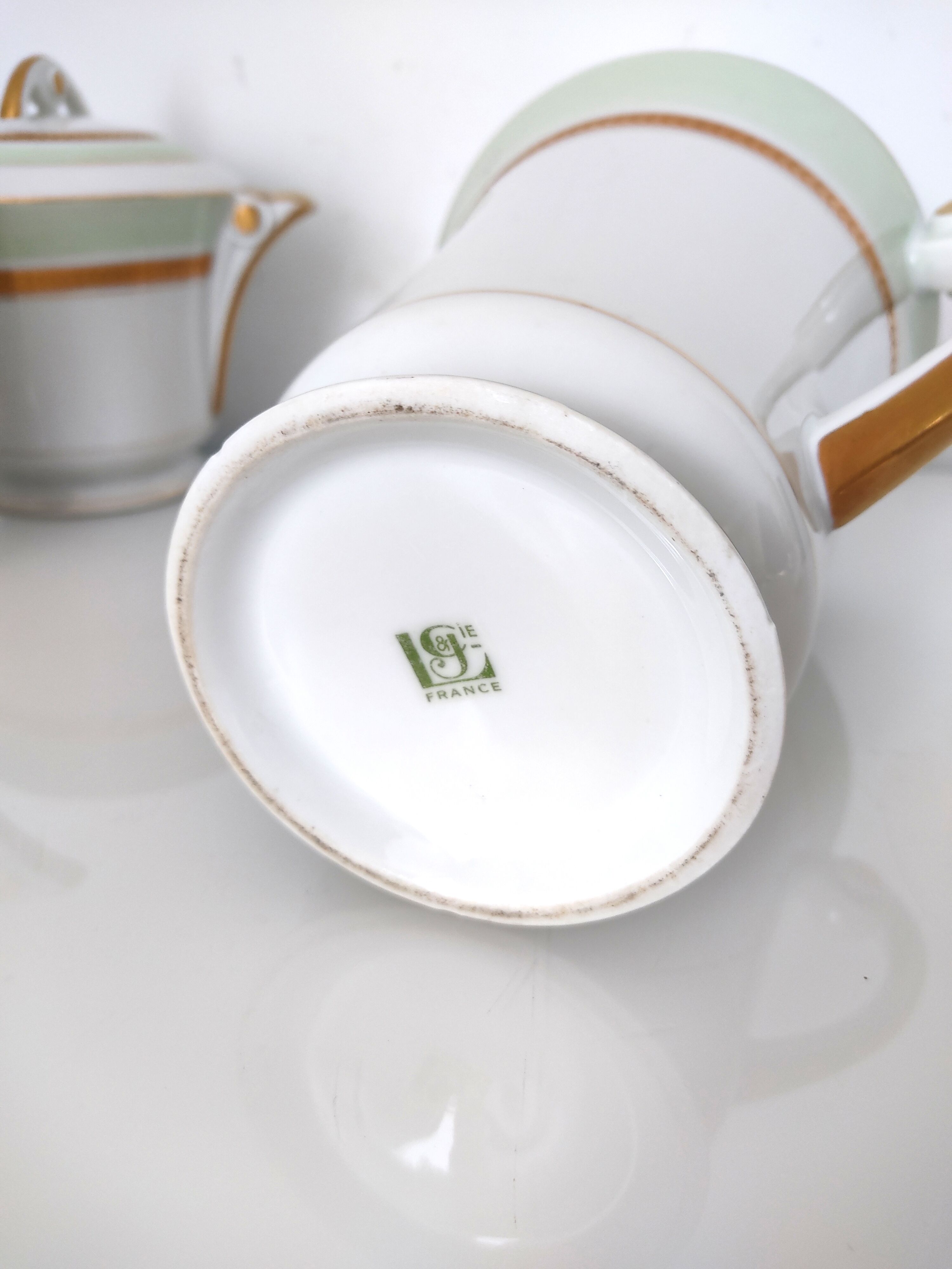 Coffee maker, milk jug and sugar jar porcelain JL&Cie Limoges