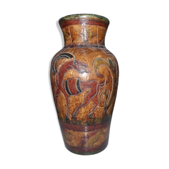 Vase Montopoli Arno Italie? Terre Cuite Décoré Gravé Italy 226