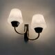 Pair of vintage Maison Arlus wall lights from the 1950s in brass, glass globe.