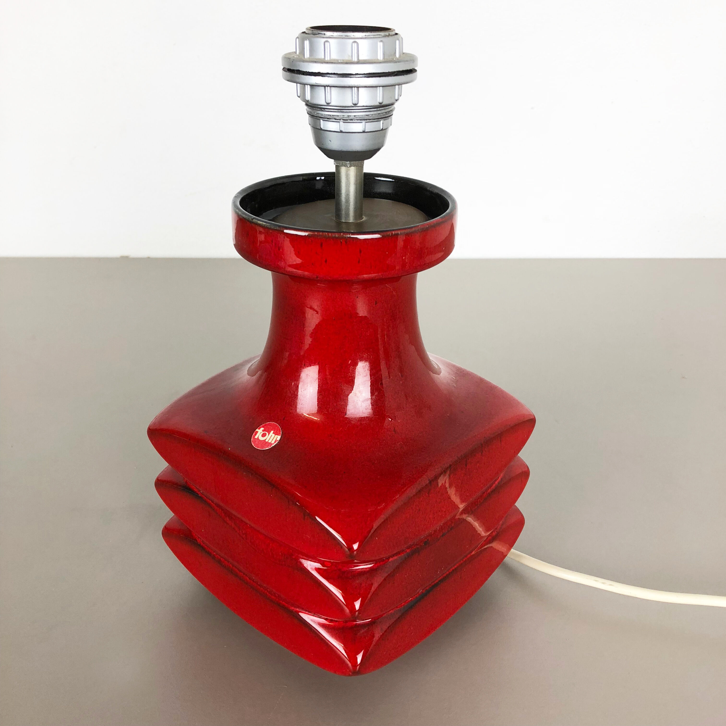Red ceramic studio pottery table light by Cari Zalloni for Fohr, Germany 1970s