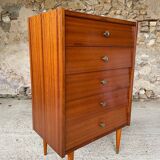 High chest of drawers with 5 drawers, Scandinavian style, circa 60's