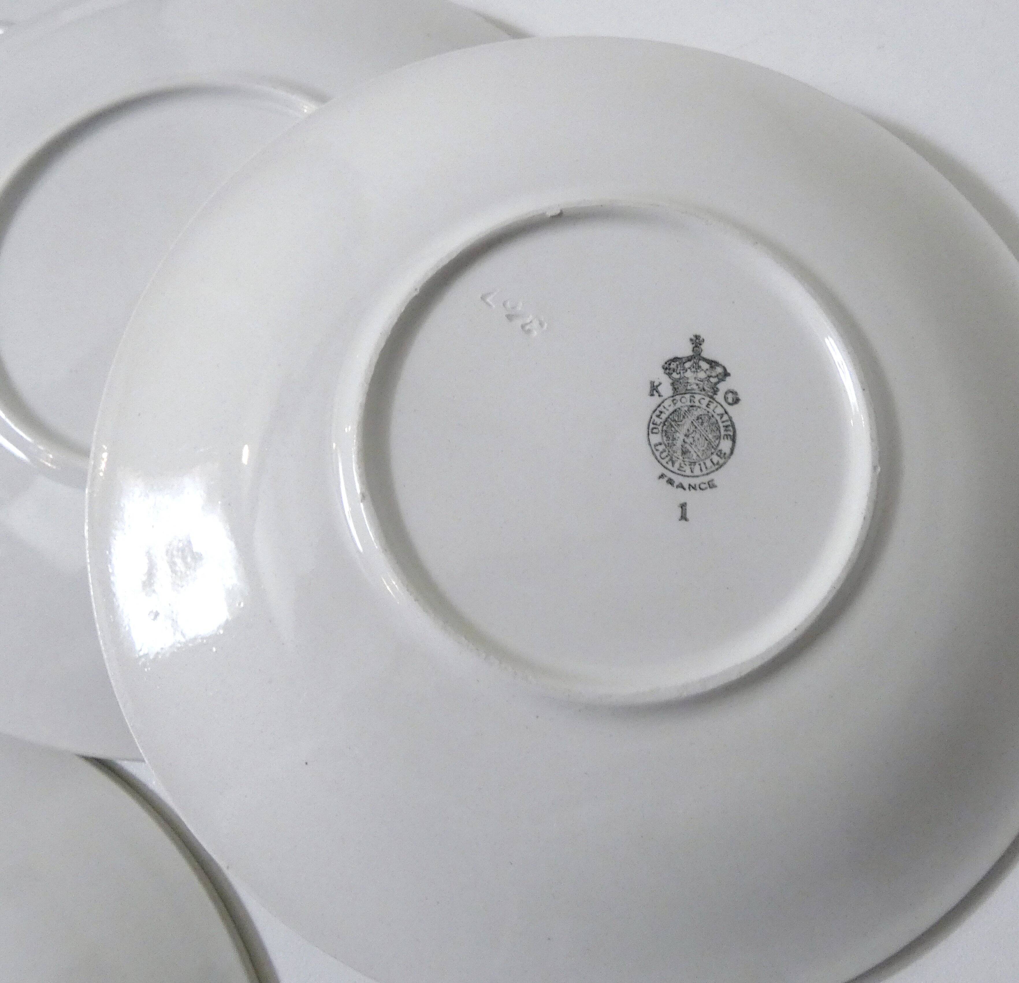 antique dessert service Lunéville 8 plates + 1 cake dish