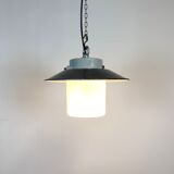 Industrial Hanging Lamp with Milk Glass, 1970s