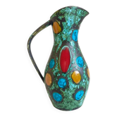 French Mid-Century Studio Pottery Pitcher/ Vase, Hand-Decorated, C. 1960