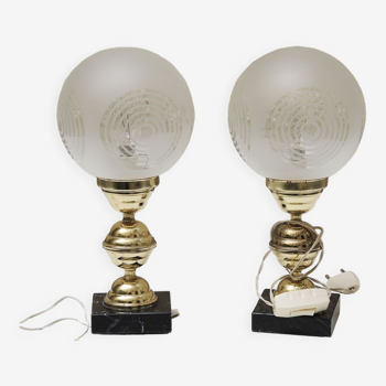 2 old art deco style globe lamps