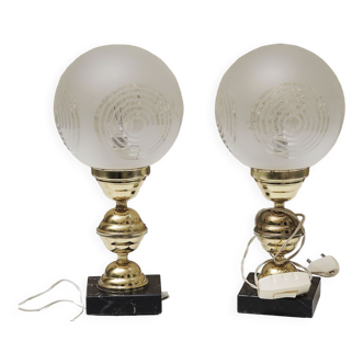 2 old art deco style globe lamps