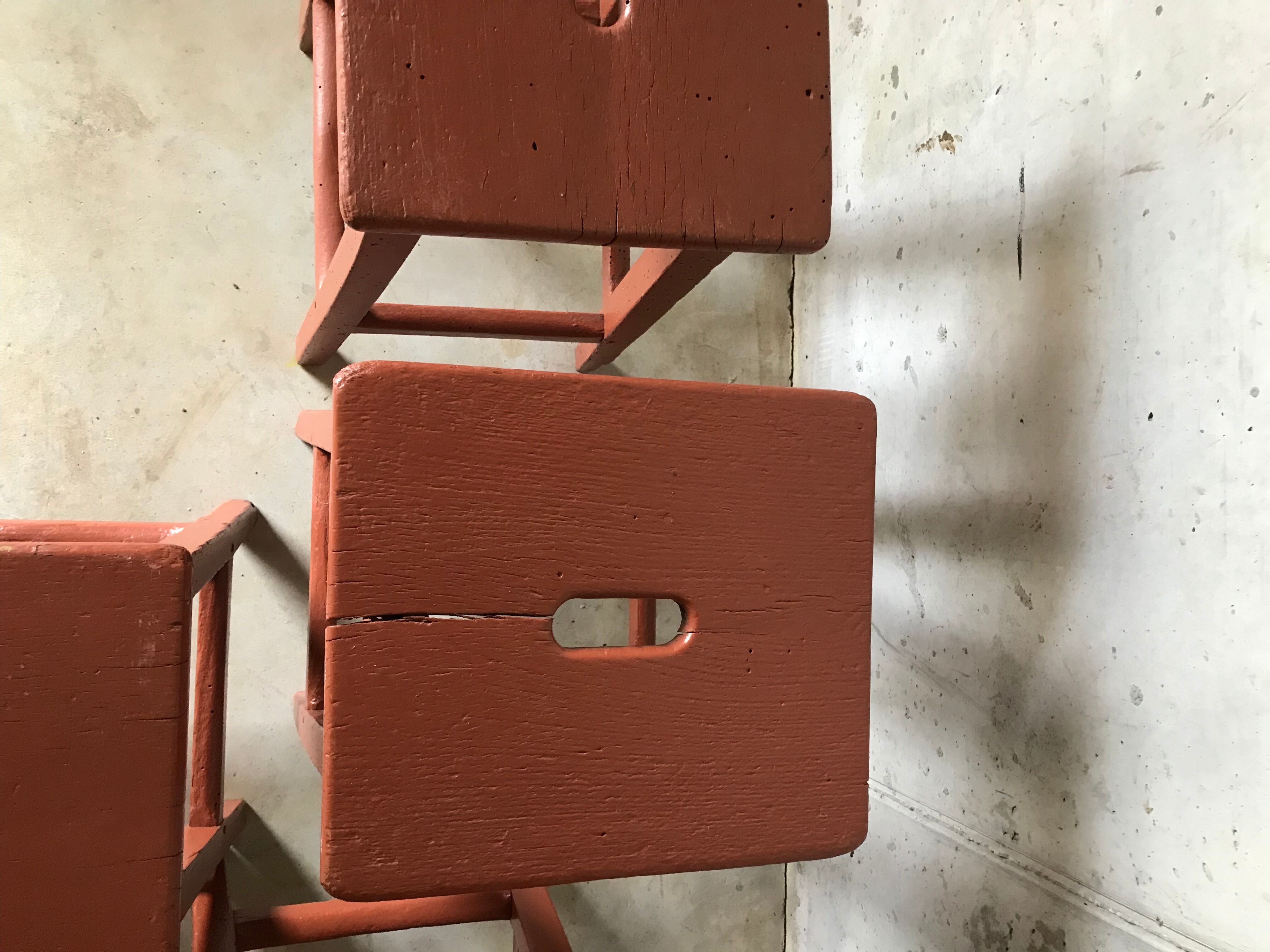Set of wooden stools