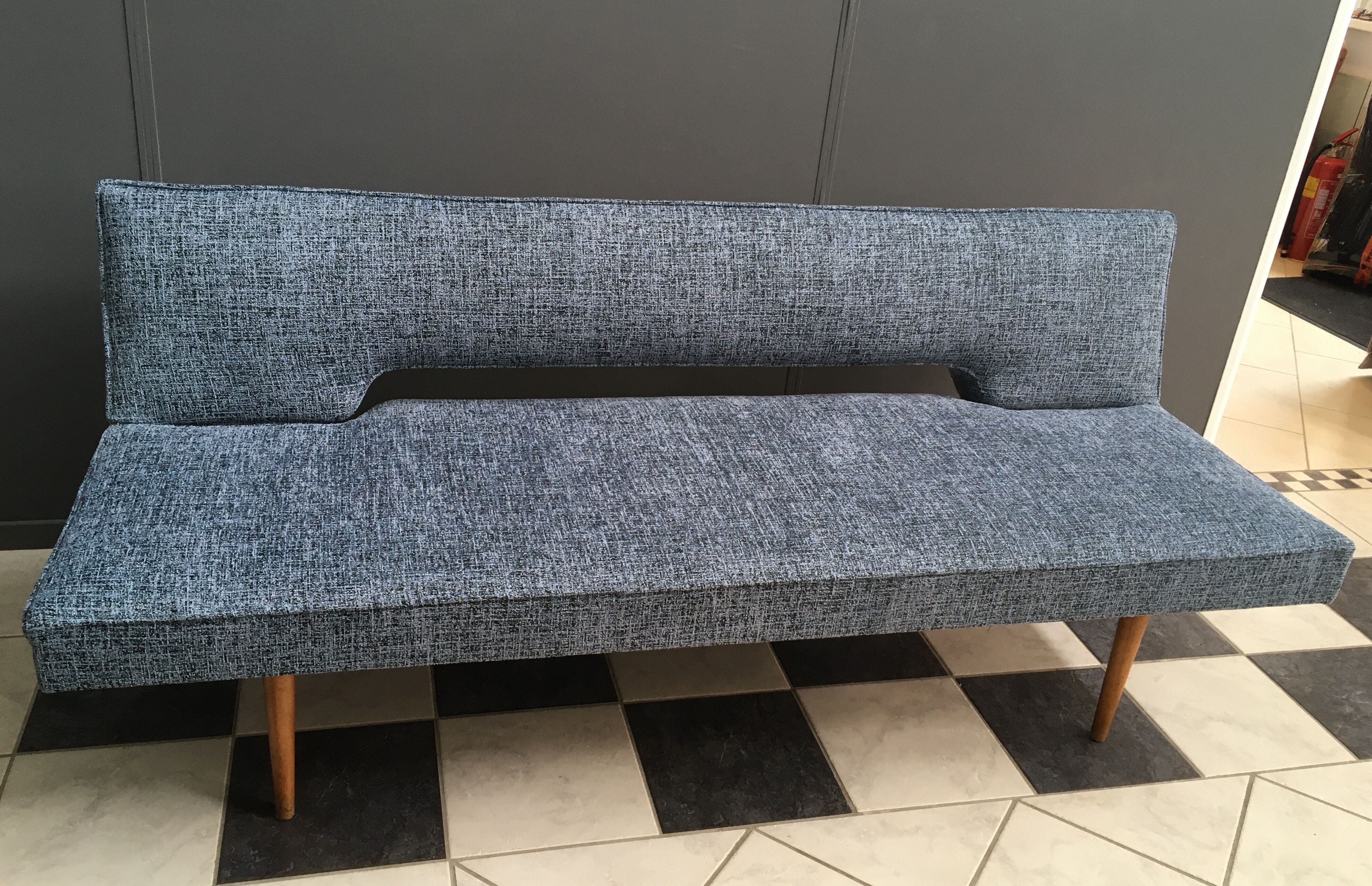 Blue and black fabric daybed Miroslav Navratil, 1960s
