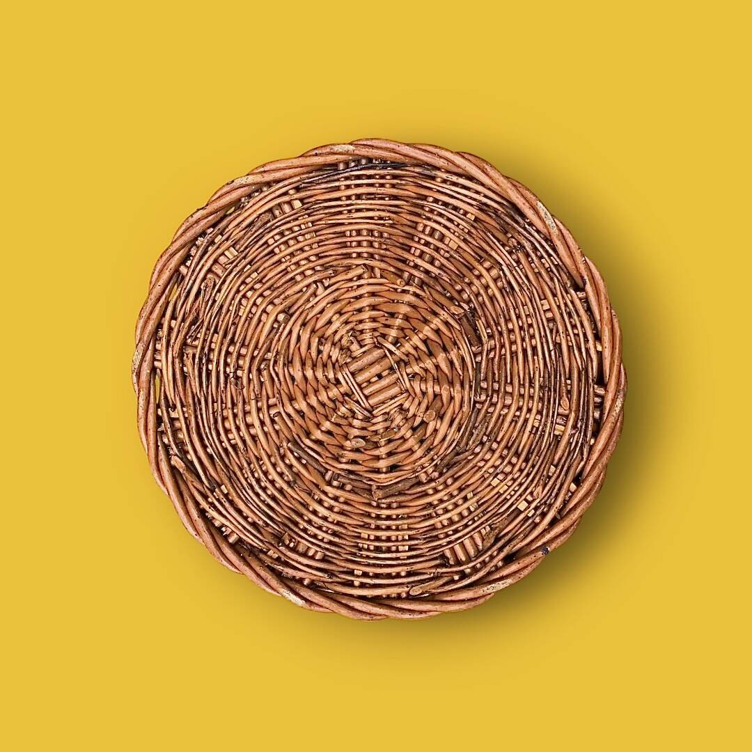 Large antique woven wicker basket – amphora shape – circa 1950