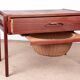 Vintage Danish sewing cabinet, known as "Travailleuse", teak and rattan from the 1960s.