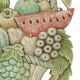 Vintage Fruit Basket with Bow Wood Carving Hand Painted Crackle Wall Decoration 41cm