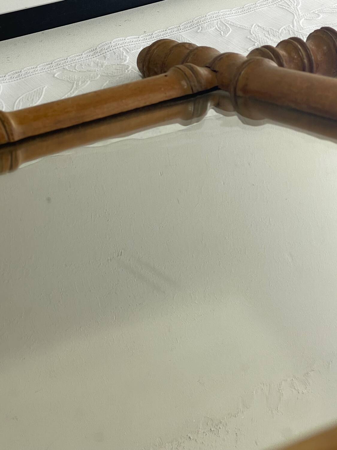 Early 20th Century Bamboo Style Turned Wood Hanging Mirror