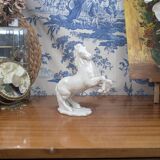 Figurine of a Slender Lipizzaner Horse in White Glazed Biscuit Porcelain