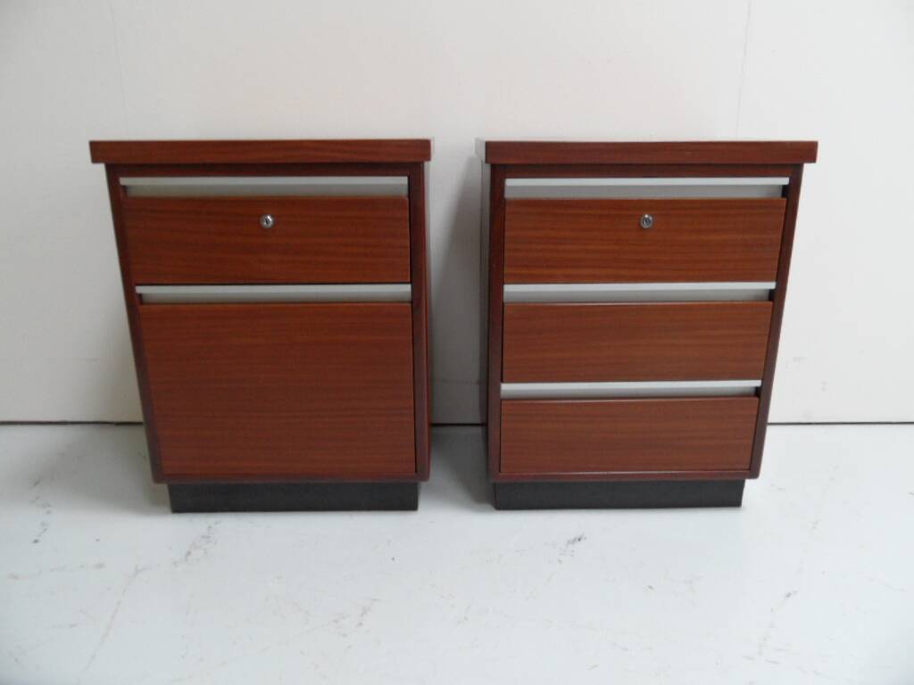 Mid century set of 2 mahogany filing cabinets