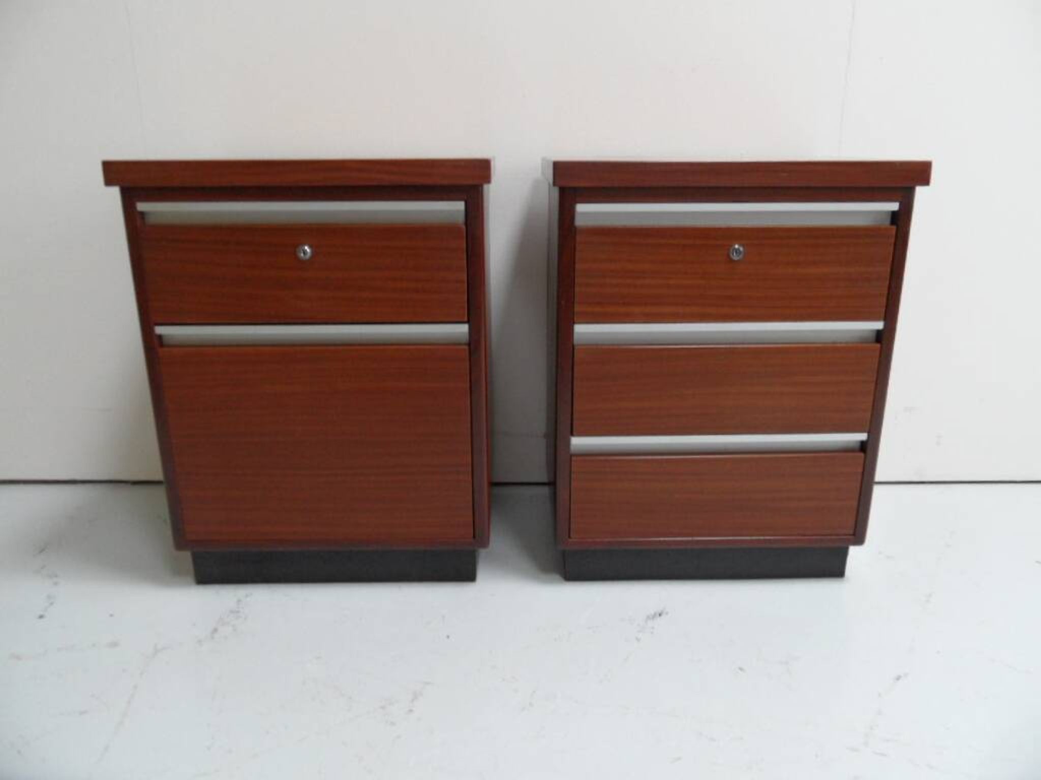 Mid century set of 2 mahogany filing cabinets
