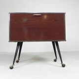 Vintage drinks cabinet, bar on castors, 1960s