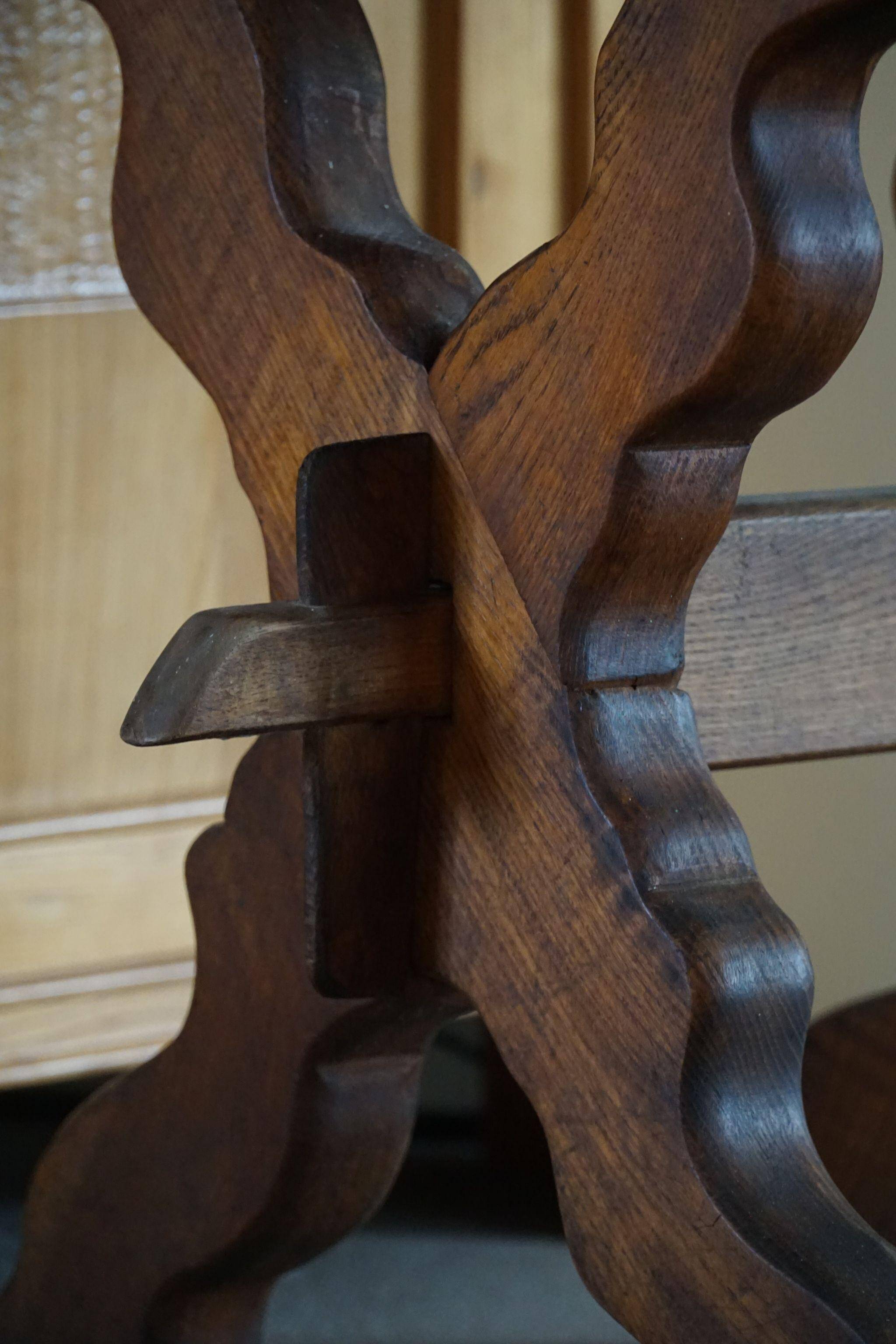 Brutalist oak desk from the mid-century, made in France in the 1950s.