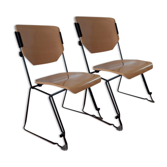 Pair of vintage stoll giroflex chairs by Albert stoll