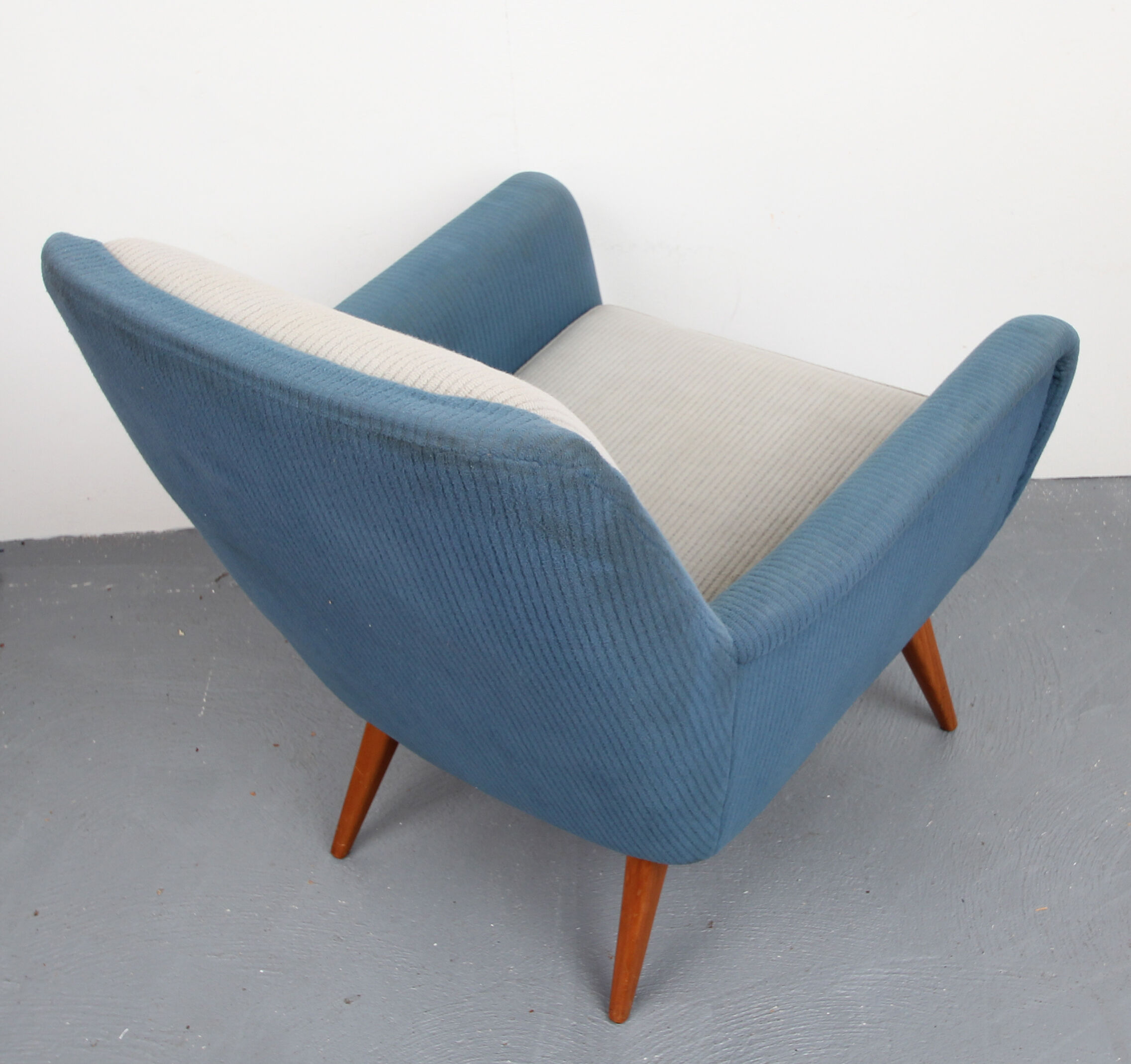 1950s armchair in grey and blue