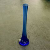 Soliflore en Verre Bleu Vintage des Années 80 – Élégance et Style Rétro