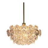 Golden brass and crystal glass chandelier by Kinkeldey, Germany, 1970s.