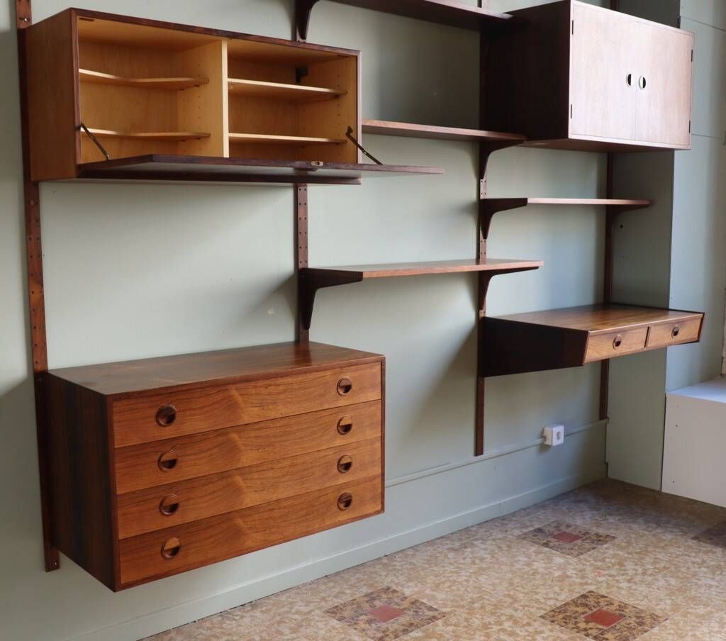 Modular rosewood wall bookcase by Thygesen and Sorensen for Hg Furniture, 1960