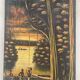 Old african canvas under lively woods in tropical and lush forest signed to identify