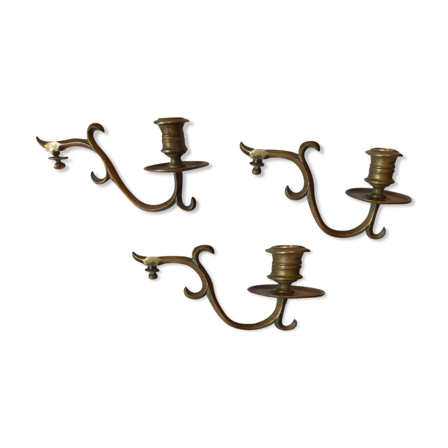 Three-pointed gilded bronze wall candlestick