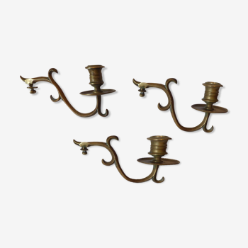 Three-pointed gilded bronze wall candlestick
