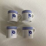 4 coffee cups and saucers