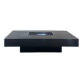 Black and blue marble coffee table with chrome base, designed by Willy Rizzo.