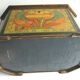 Octagonal sewing box with mirror, lithographed sheet: antique scene, 1900