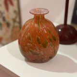 Blown glass balloon vase from mdina glass malta, 1970 red murano glass paste