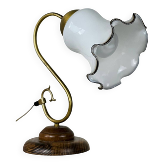 Brass and opaline tulip lamp, 1950