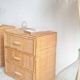 Pair of rattan bedside tables circa the 1970s.