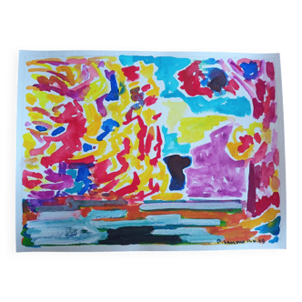 Pierre Lacroux (1909-1993) Gouache on paper 24 x 32 cm - from 1989 - (319)