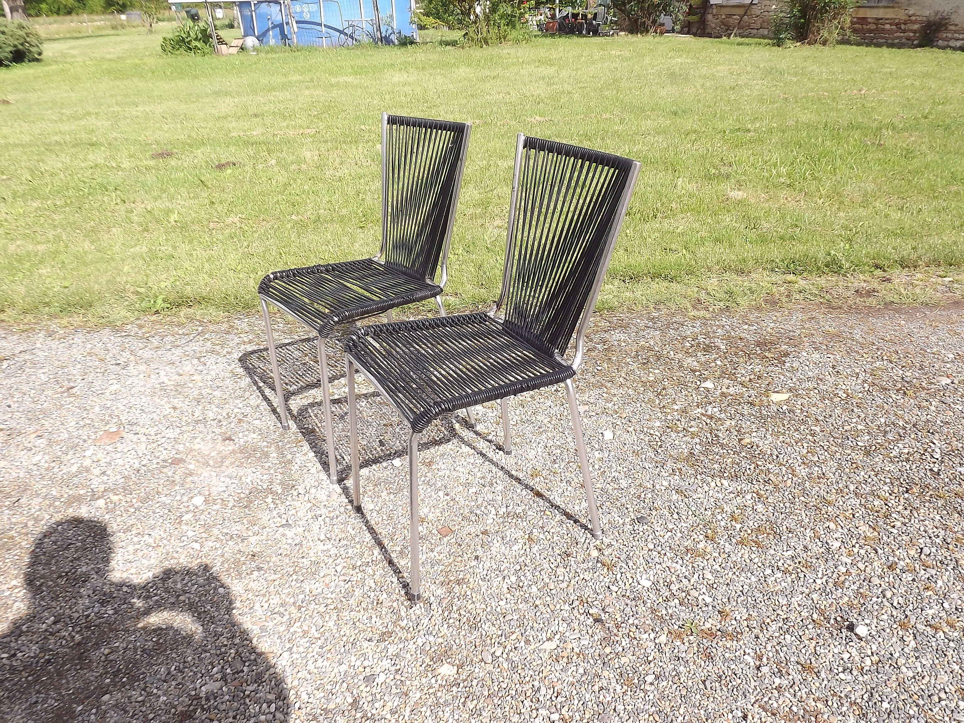 Pair of chairs scoubidou of the years 60
