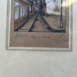 Antique illustration of Paris, signed and dated 1934