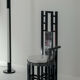 Postmodern Throne Chair in Black Lacquered Wood, Iron Sh