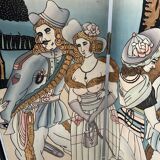 Six-panel painted screen, 20th century