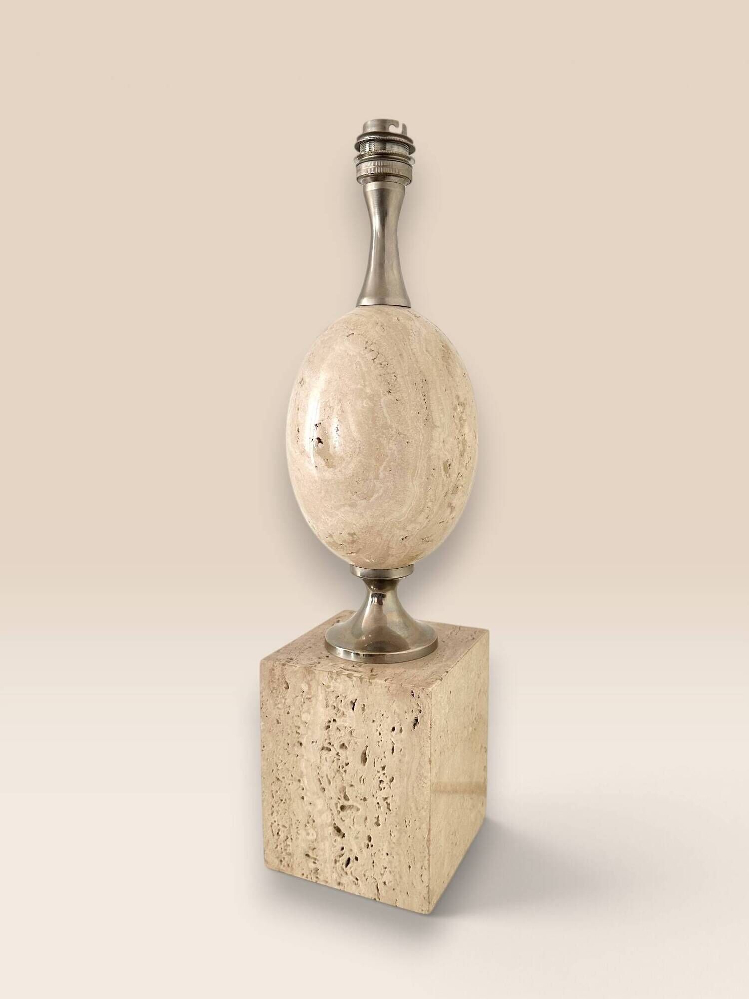 Travertine lamp by Philippe Barbier