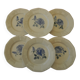 6 flat plates in Digoin Sarreguemines earthenware. Blue rose decoration.