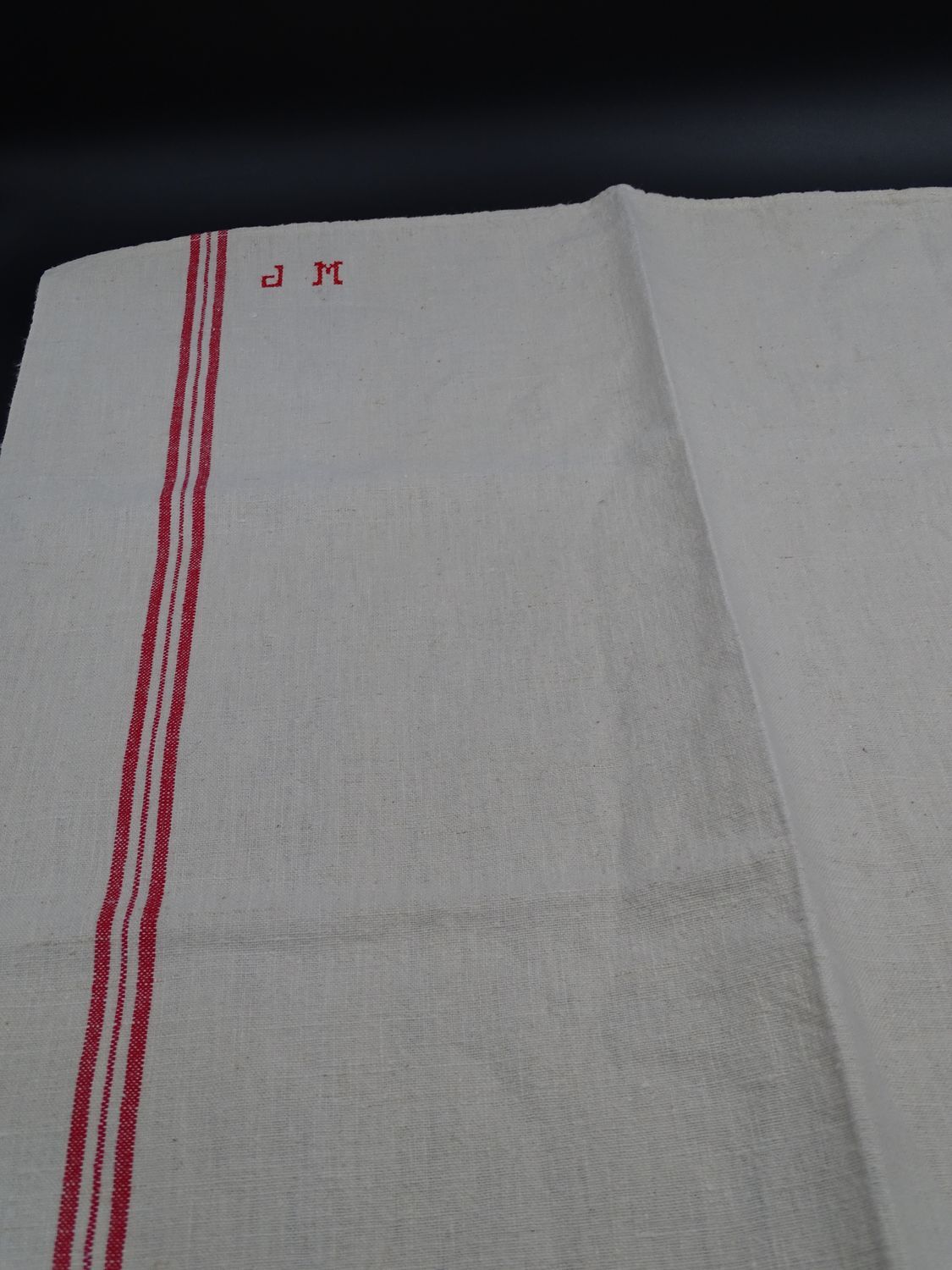 An ancient cloth in JM monogrammed cotton - Paper towel - 1930