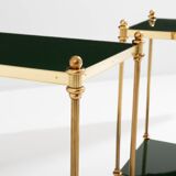 Pair of neoclassical lacquered brass side tables by Maison Jansen, 1970