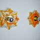 Pair of Murano Mazzega wall lights, orange frosted glass, Italy, 1970