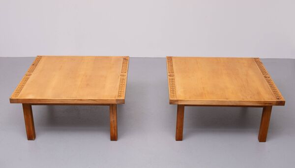 Tables basses en bois d'érable des années 1930 en Hollande