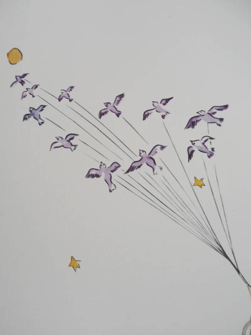 Antoine de Saint-Exupéry : Le Petit Prince en route vers les étoiles, lithographie