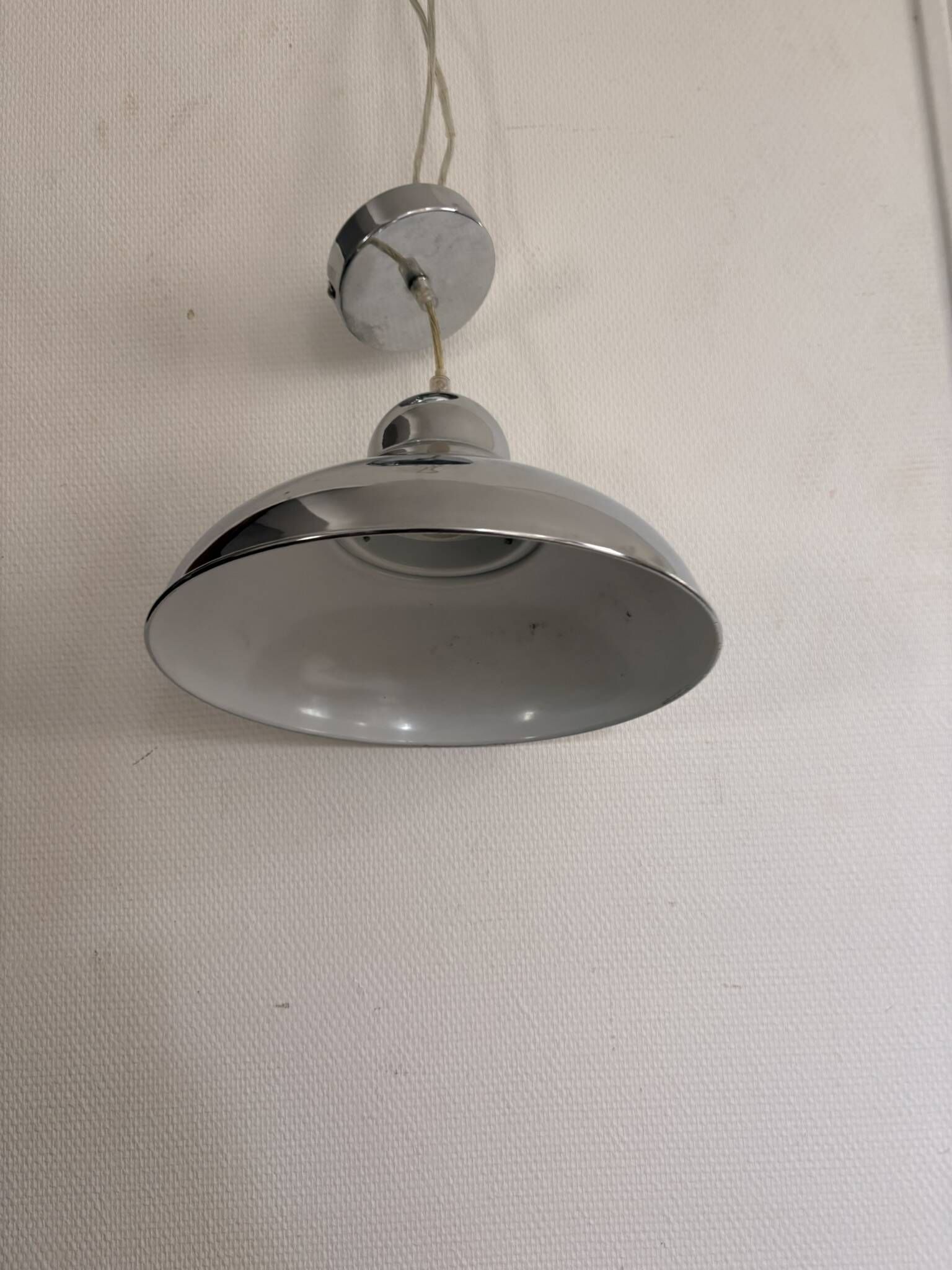 Chrome Metal Suspension Ceiling Light SEYLUMIERE Igor Vintage Industrial