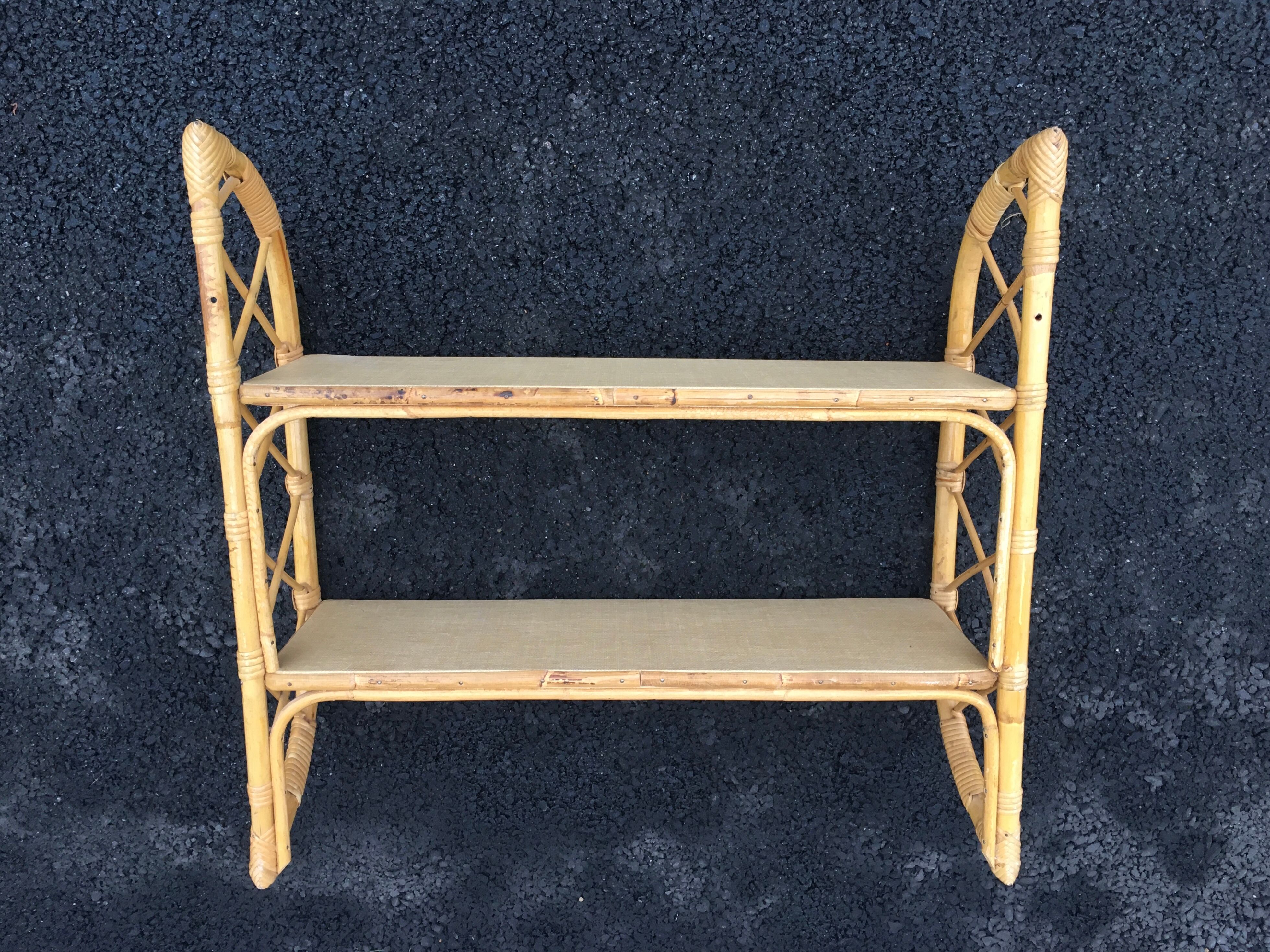 60'S rattan wall shelf