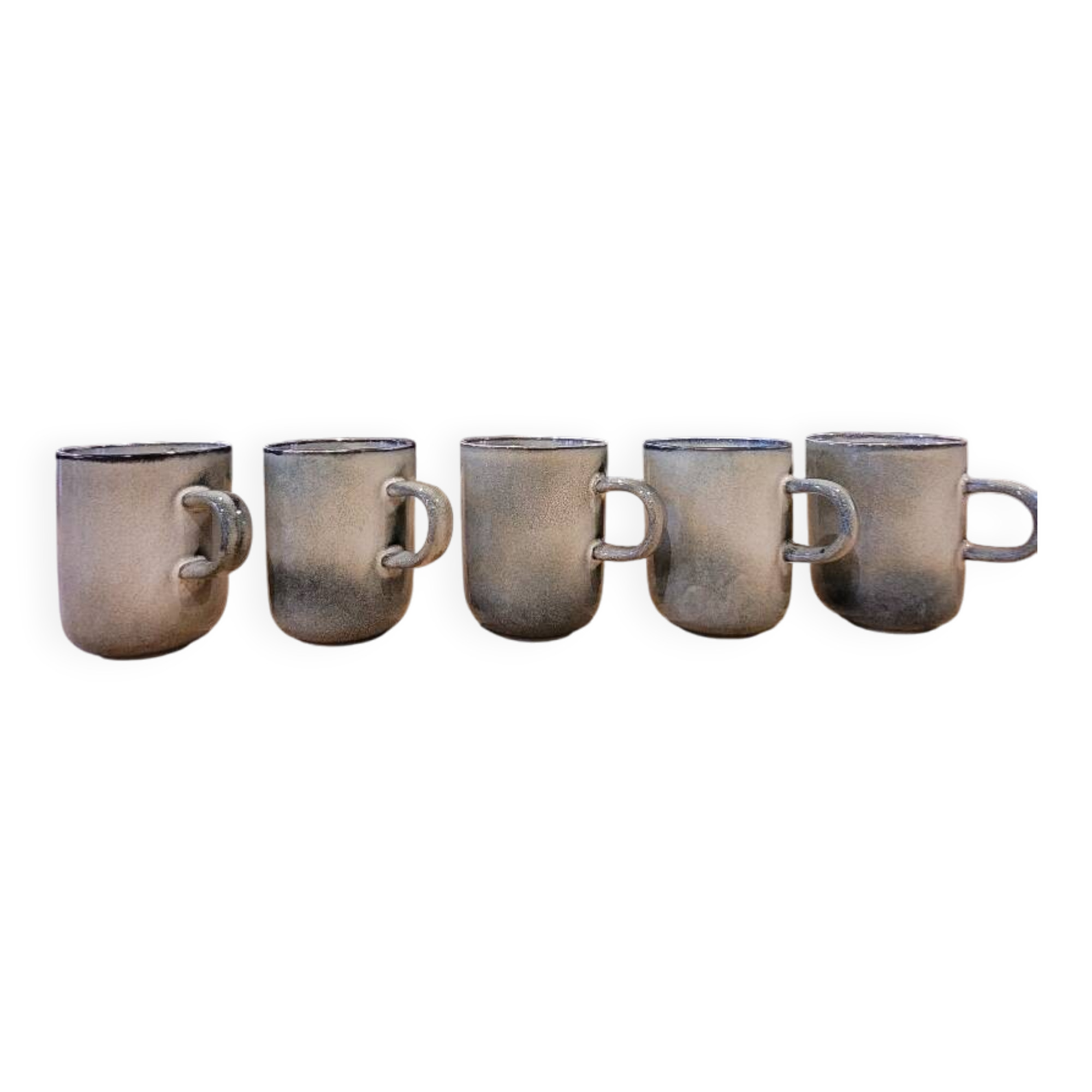 5 mugs bleu/gris